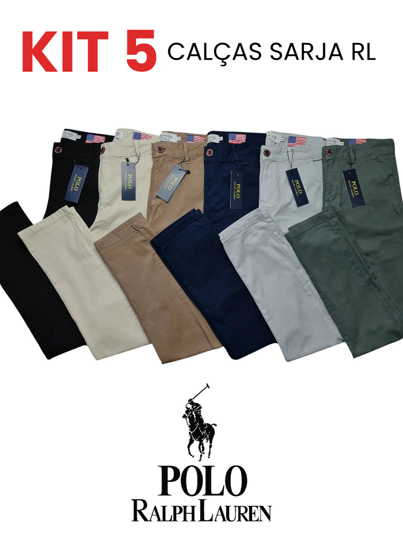 Kit 5 Calças Sarja Ralph Lauren - Cores Mistas | ÚLTIMAS UNIDADES